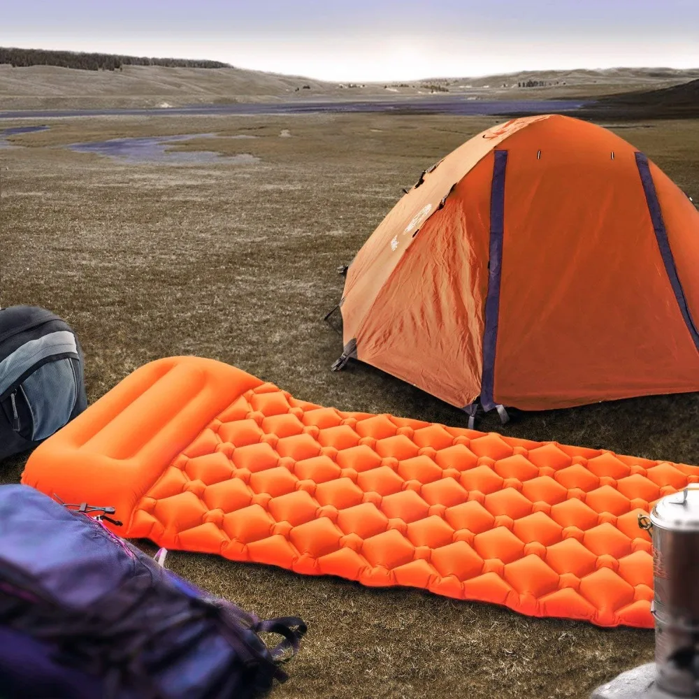 melhor Almofada De Dormir De Acampamento Inflável Leve Da Esteira Do Ar De Lycra Com O Descanso Unido Confortável Para O Acessório Da Barraca De Mochila