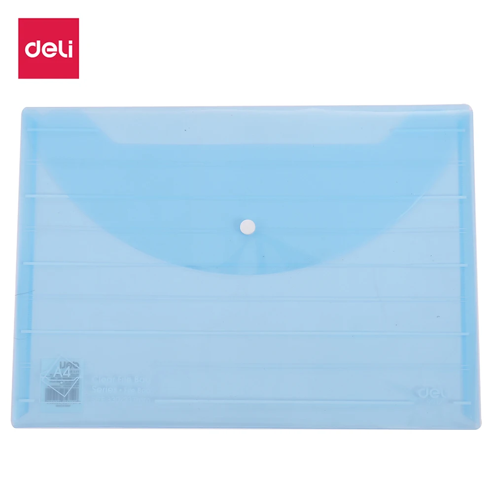 Deli File Bag Snap A4 0.18mm PP material 4 PCS/BAG Assorted Translucent Blue Transparent E5502|Папка для файлов| |