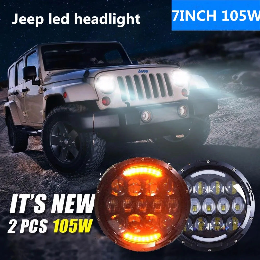 7 дюймовые светодиодные фары 105 Вт дальний/ближний свет для 97 16 Jeep Wrangler JK TJ LJ Unlimited