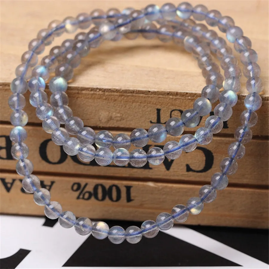 

Natural Ice Labradorite Rainbow Light Clear Beads Woman Bracelet 5mm AAA