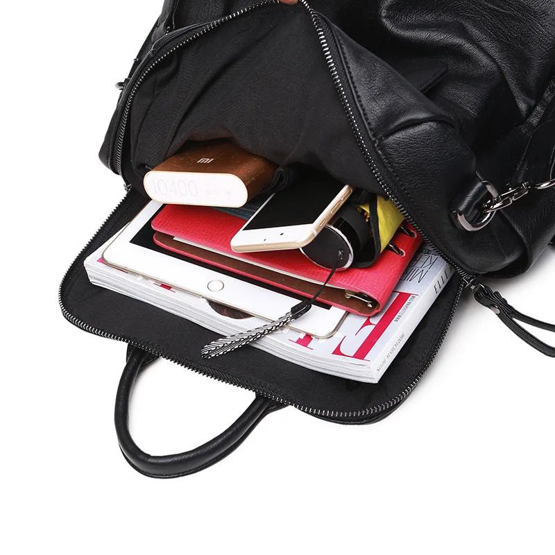 Женские рюкзаки из овечьей кожи винтажная женская сумка на плечо черная для