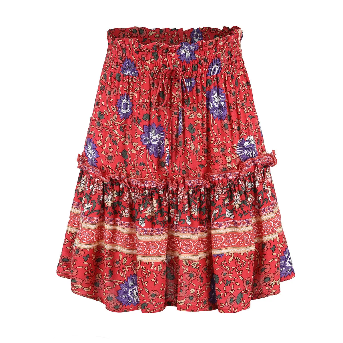 4Colors Summer Women Hot Fashion Floral Skirts Ladies Female Bohemian Gypsy Beach Skirt Sundress Outfits New | Женская одежда
