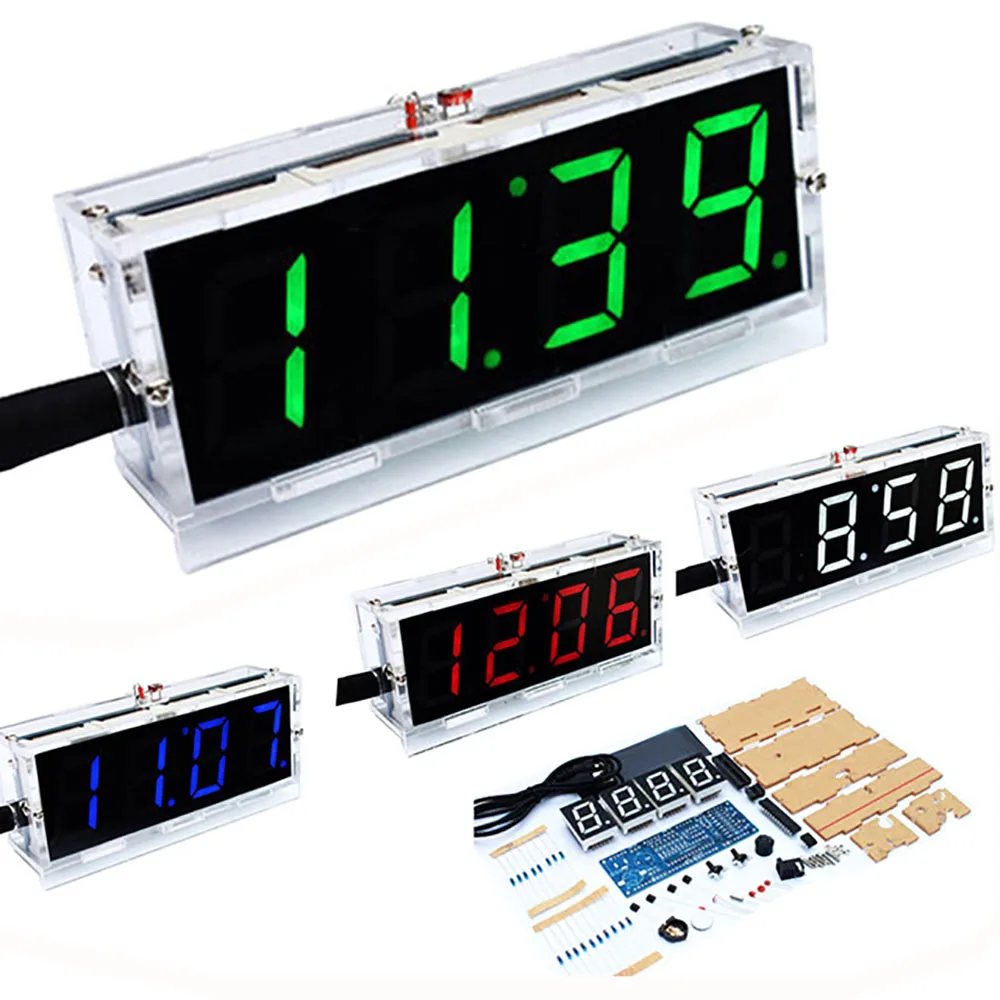 Цифровые часы Diy часовой набор LED DIY SCM обучение электронные часы/часы 4 вида цветов
