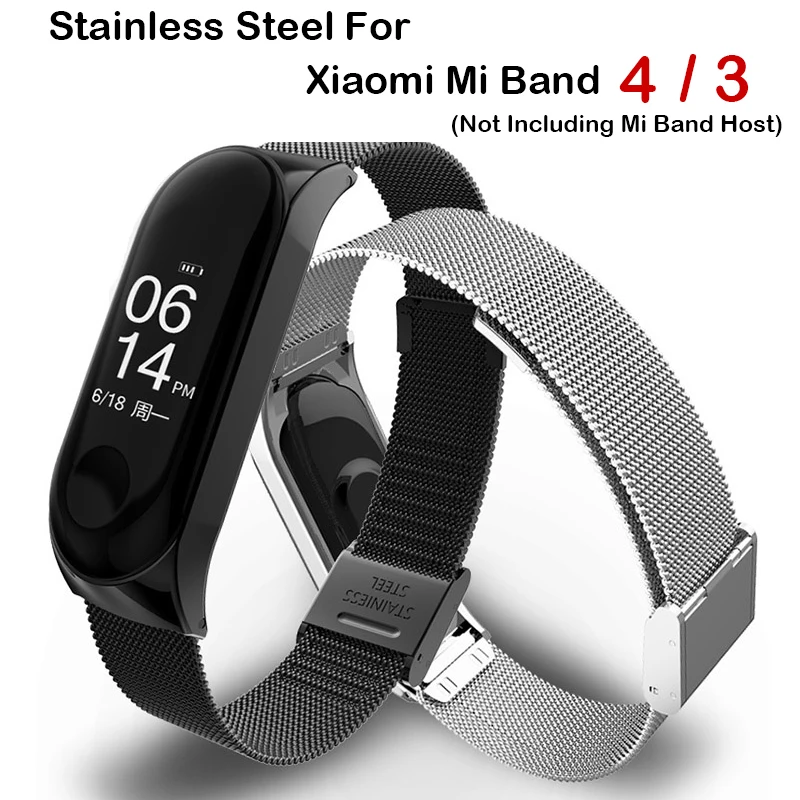 

New Wrist Strap Stainless Steel Watchband For Xiaomi Mi Band 4 Mi Band 3 Wristband Accessories for Miband 4 3 Smart Bracelet