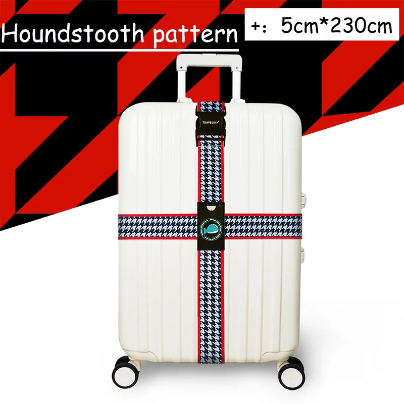 Houndstooth pattern Багажный ремень, регулируемый ремень для путешествий, упаковка чемодана, безопасная Пряжка, веревка, багажный ремень, аксессуары для путешествий, разноцветные безопасные ремни - Цвет: Houndstooth pattern