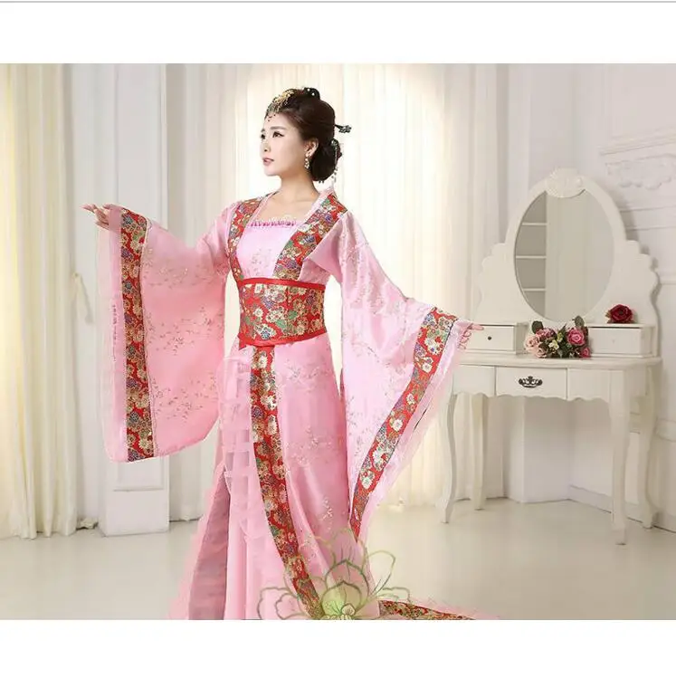 Роскошное двухцветное искусственное платье Hanfu танцевальный сказочный костюм