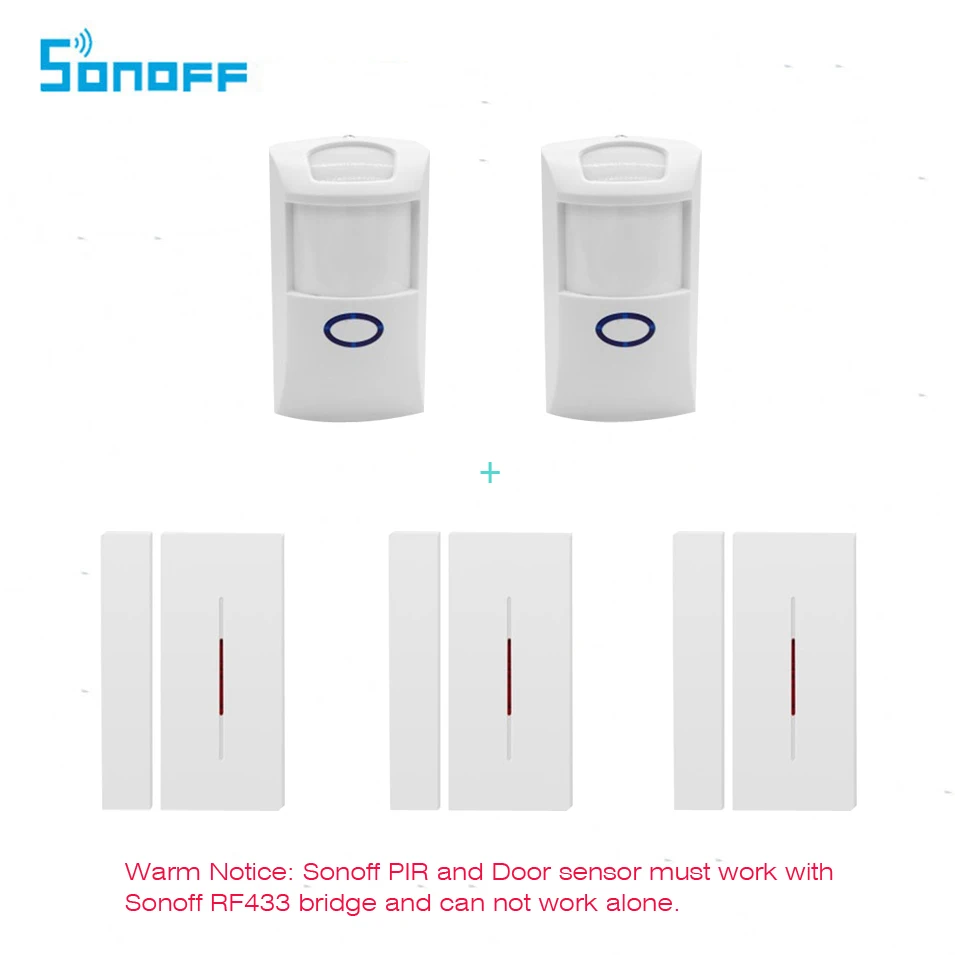 Оригинальный Sonoff 2 шт. PIR + 3 датчик двери RF433 пульт дистанционного управления умный