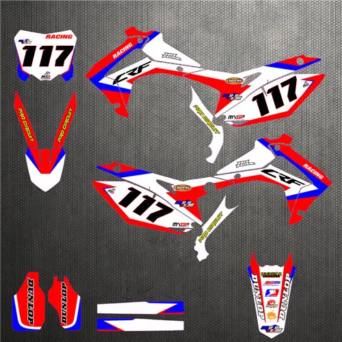 Number 117 Индивидуальный глянцевый номер графика и фоны Наклейка для Honda CRF250R CRF250 CRF 250 R - Цвет: Number 117