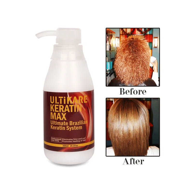 

300ml Free Formalin Keratin Hair Treatment Straightening and 300ml Purifying Shampoo Straighten Smooth Repair Damage Hair