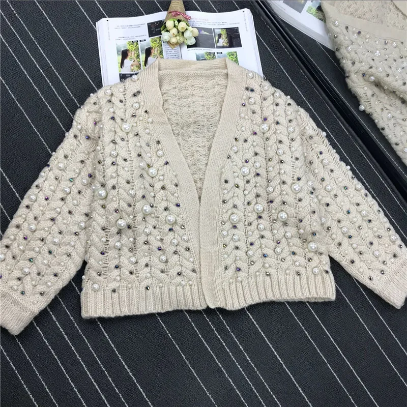 Женский свитер пончо с бусинами вязаный кардиган для женщин 2019|knit cardigan sweater|women