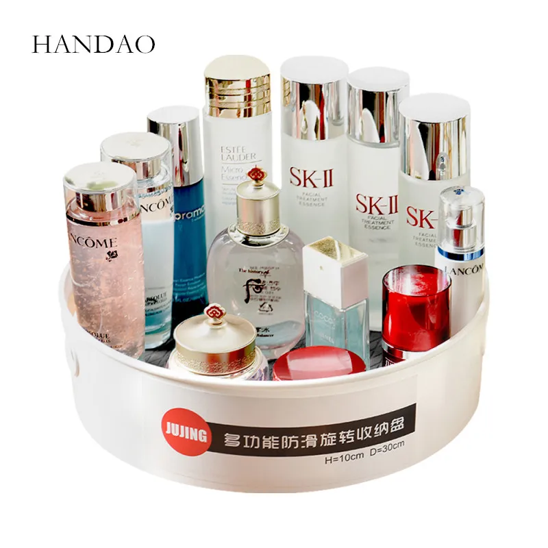 

360 degree Rotating Makeup Organizer Round Storage Box High capacity Bathroom Cosmetic Storage Container Non-slip