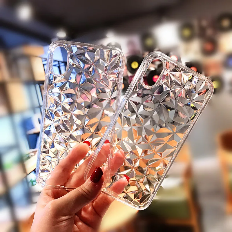 3D Алмазная текстура чехол для iPhone 6 6s 7 8 Plus X XR XS Max мягкий телефона на Роскошные