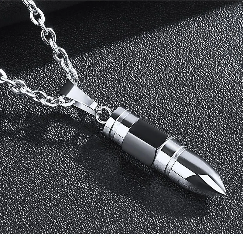 (4Pcs/Lot) 2018 Bullet Necklace Men Jewelry Fashion Gift Collares Stainless Steel Pendant Necklaces Cool Mens Jewellery collier | Украшения