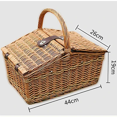 without picnic mat Корзина для пикника на 4 человека, плетеная корзина, Премиум набор с тарелками, бокалы для вина, столовые приборы, многофункциональная открывалка для бутылок и баночка для специй - Цвет: without picnic mat
