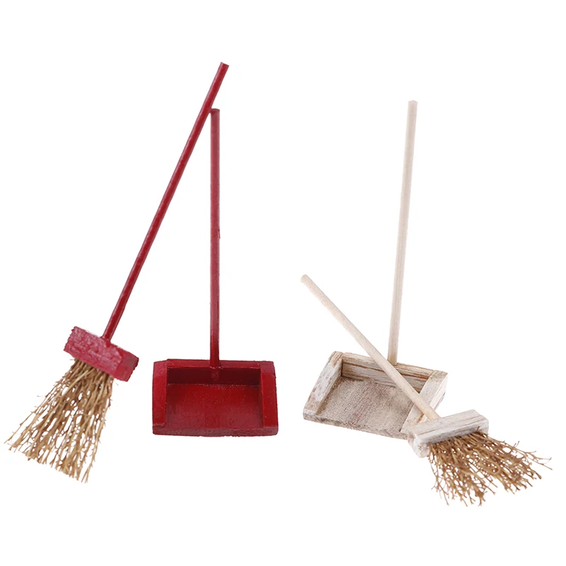 1 Набор 1/12 кукольный домик Миниатюрные Мини веники и совки инструмент для уборки