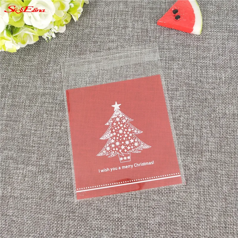 100 Pcs10x10cm милый Санта Клаус пластиковый целлофан конфеты печенья подарочные сумки