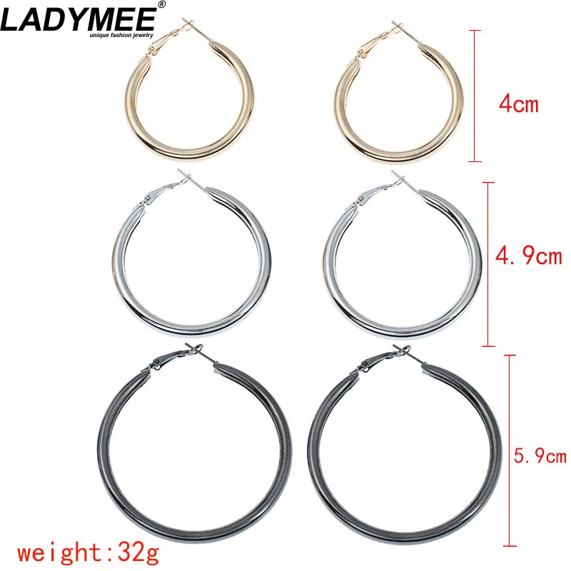 Ladymee большой круглый Серьги смешивания Цвет 3 пары/карта обруч серьги оптовая
