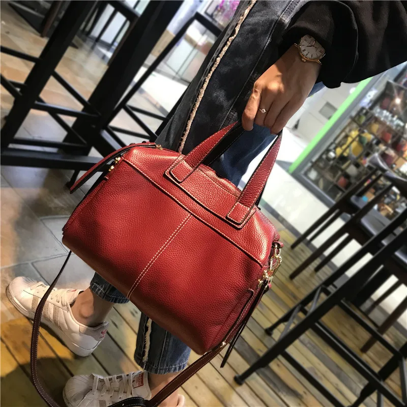 wine red Известный бренд, Настоящая Натуральная кожа, сумка через плечо, роскошные сумки, женские сумки, дизайнерские винтажные большие повседневные сумки, женская сумка - Цвет: wine red