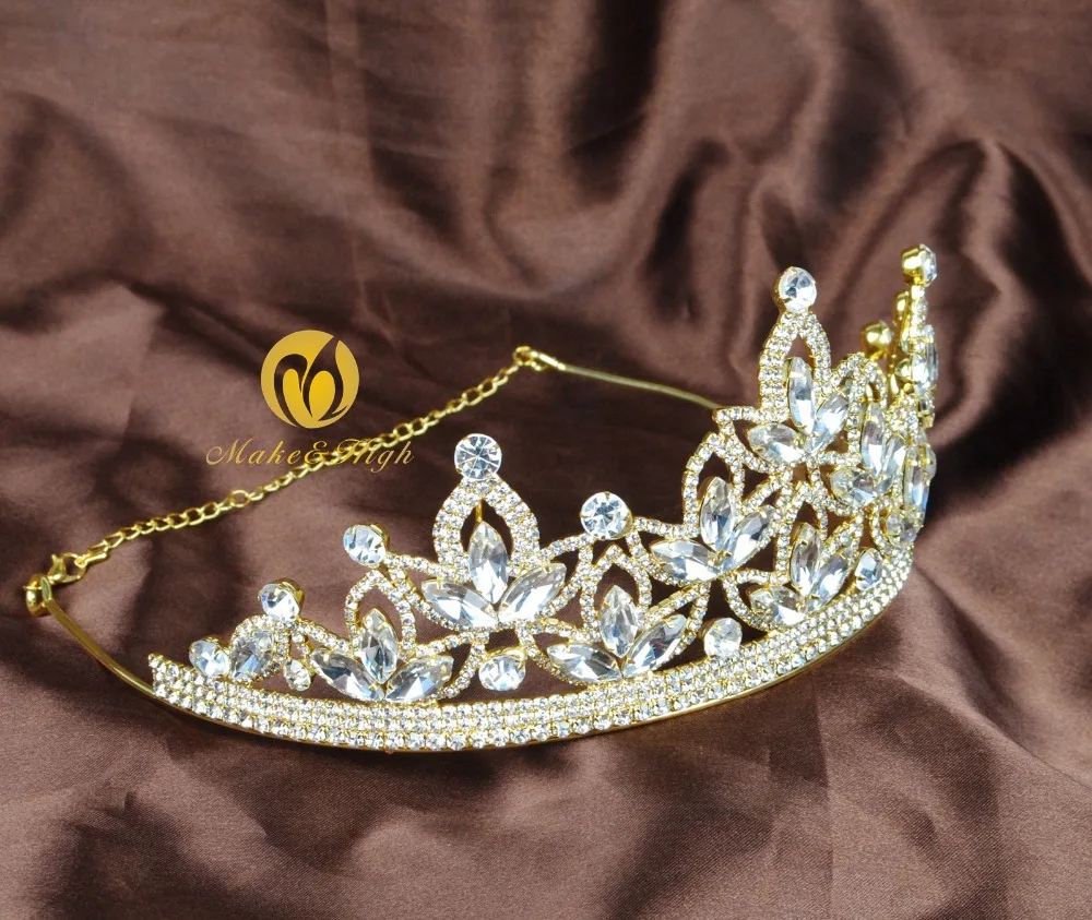 Женская тиара и короны со стразами украшение для волос золотые свадебные