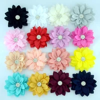 yundfly 5pcslot 3 6 lotus chiffon flowers with button for children baby headband clips diy kids girls women hair accessories