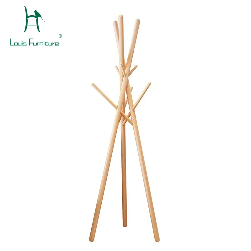 

Louis Fashion Coat Racks All Solid Wood Hat Floor Creative Hangers Nordic Bedroom Shelf Simple Modern Clothes