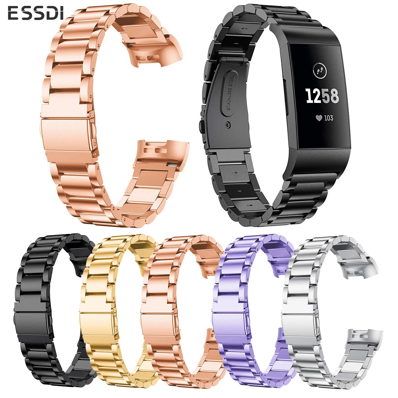 Essidi браслет из нержавеющей стали ремешок для Fitbit Charge 3 умный Браслет Петля Замена для зарядки 3 фитнес-браслет металлический ремешок