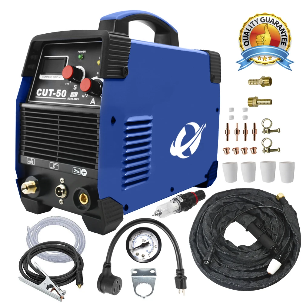 blue Плазменный резак; инвертор 50А AC-DC IGBT; двойное напряжение(110/220 В); портативный сварочный аппарат Cut50 с цифровым дисплеем и бесплатными аксессуарами Easy Cutter Welder - Цвет: blue