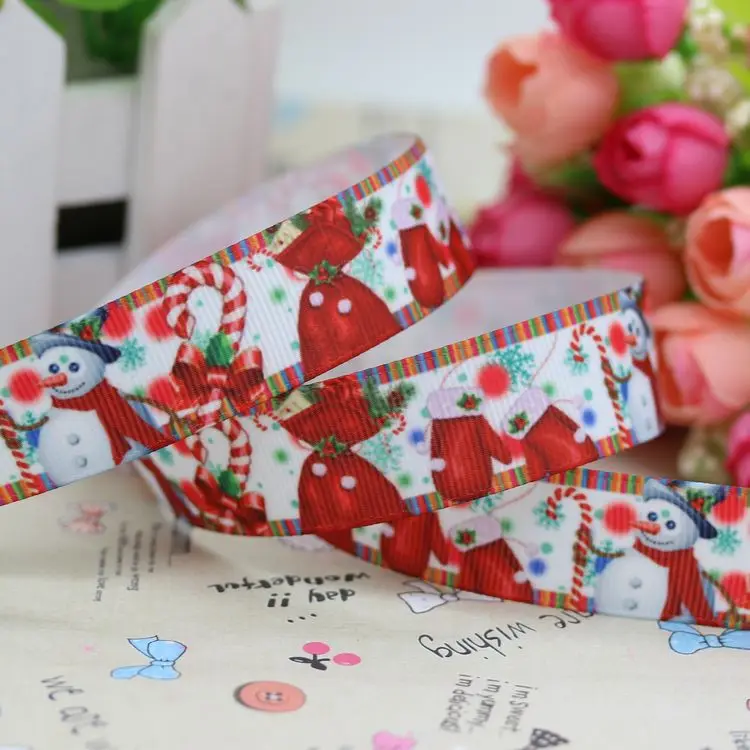 7/8 '' бесплатная доставка Рождественский олень Санты с принтом лента для волос