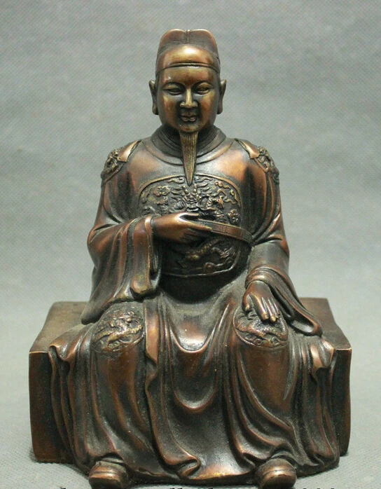 Народное искусство Китая Бронзовая голова дракона сидя вен Чанг император