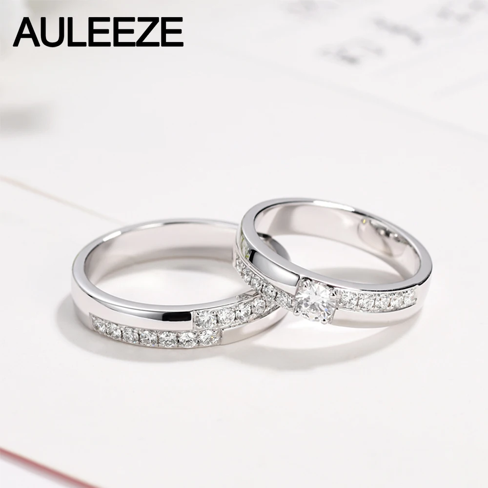 AULEEZE 0 67 cttw обручальное кольцо с настоящим бриллиантом однотонное 18K белое золото