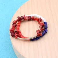 bojiu natural red coral bracelets for women female deep red blue white stretch stone beads bracelet set femme jewelry bcset153