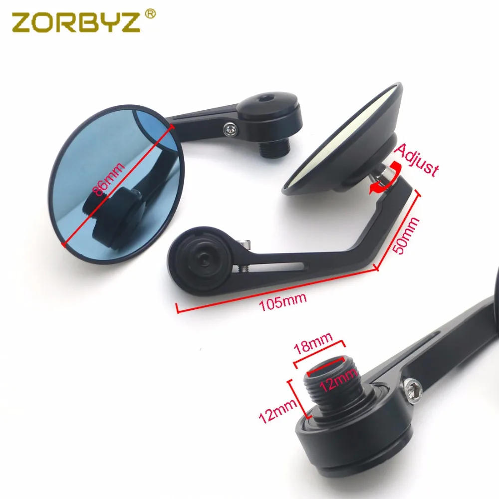 ZORBYZ Универсальный 22 мм 7/" Черный алюминиевый мотоцикл Ручка Бар Конец круглые боковые зеркала заднего вида