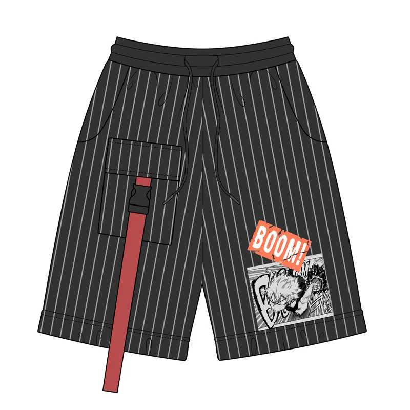 Pants Японский аниме мой герой Academy Bakugou костюм кацуки для косплея футболка с короткими рукавами+ шорты для мужчин и женщин летний уличный стиль - Цвет: Pants