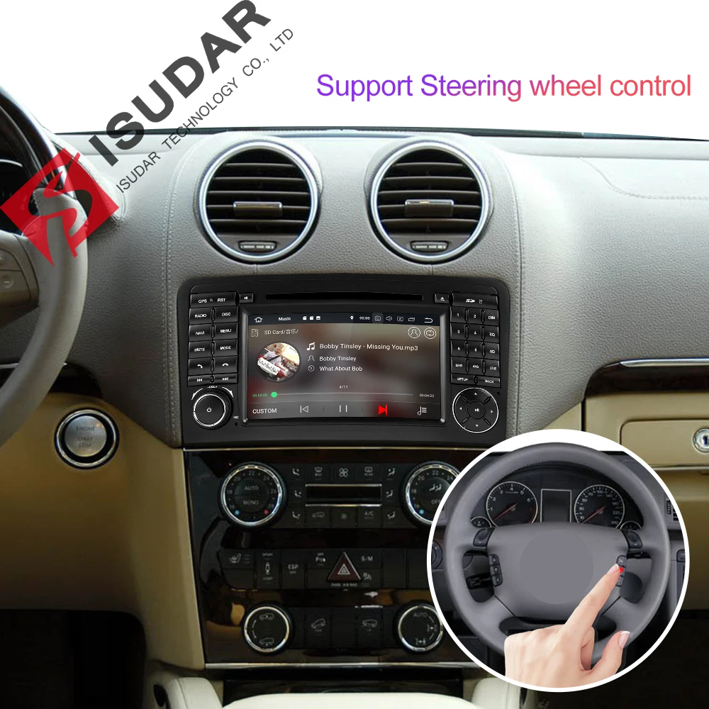 Isudar 2 Din Авто Радио Android 9 для Mercedes/Benz/ML/GL Класс W164 ML350 ML500 GL320 Автомобильный