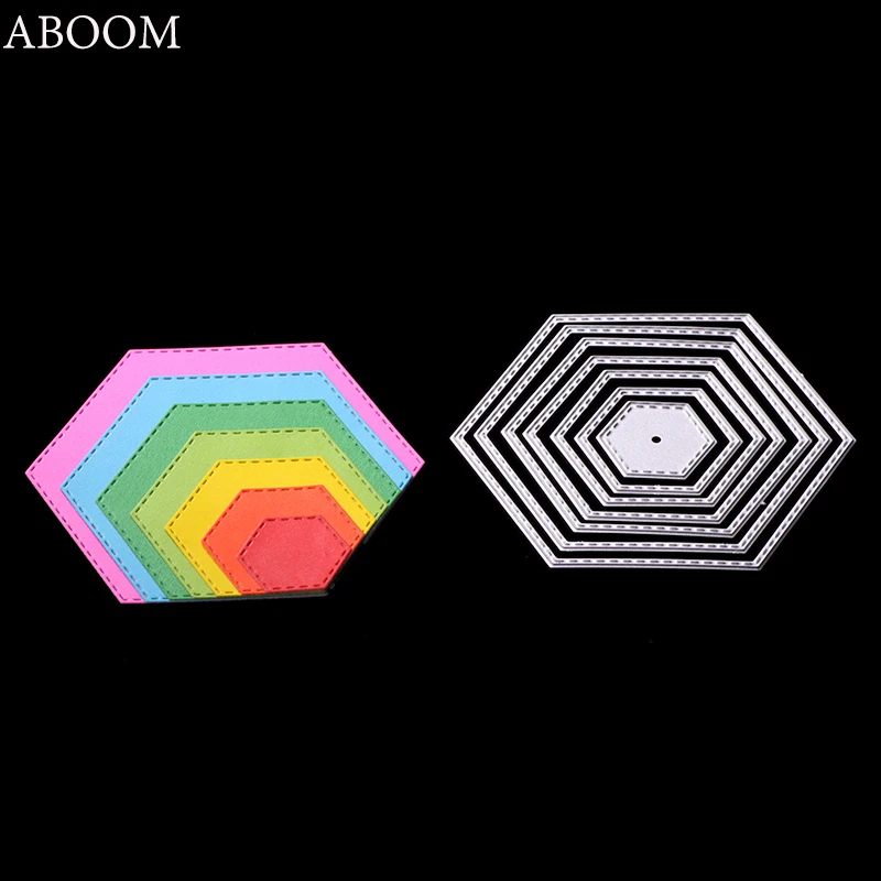 ABOOM 7 шт./компл. шестигранные спиральные штампы для резки металла трафареты сделай