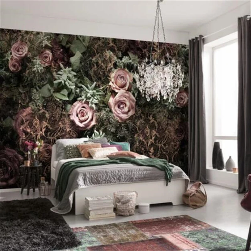 Wellyu пользовательские обои 3d фрески розы ткань плиточная роспись Гостиная