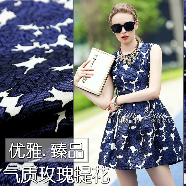 

Elegant rose jacquard fabric/spring and autumn crisp flower dress fabric GH02