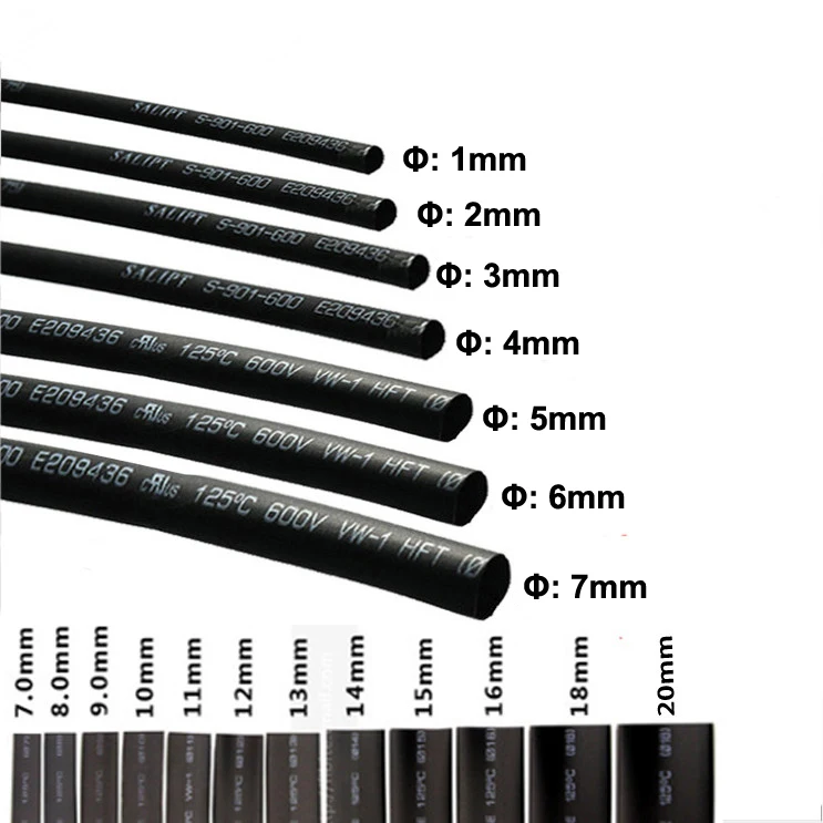 

10m/lot Environmental Insulation Sleeve Black Heat Shrinkable Tube Nickel Plate Electronic Wire Package Shrink