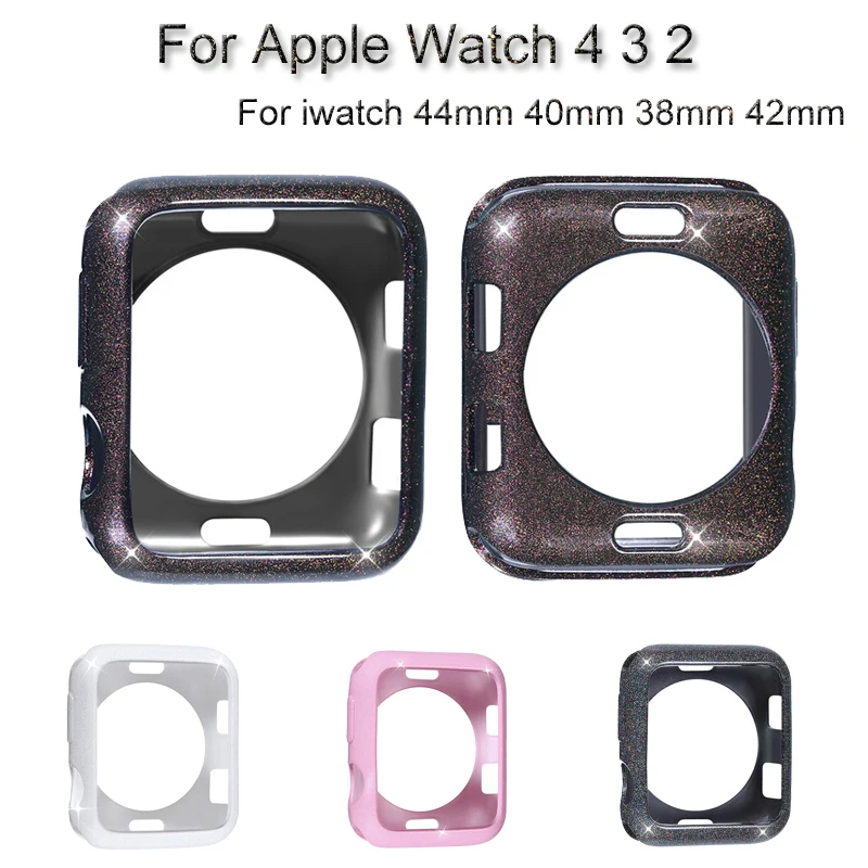 Блестящий чехол для часов Apple Watch 4 3 2 мягкий из ТПУ iwatch 44 мм 40 38 42 бампер защитный