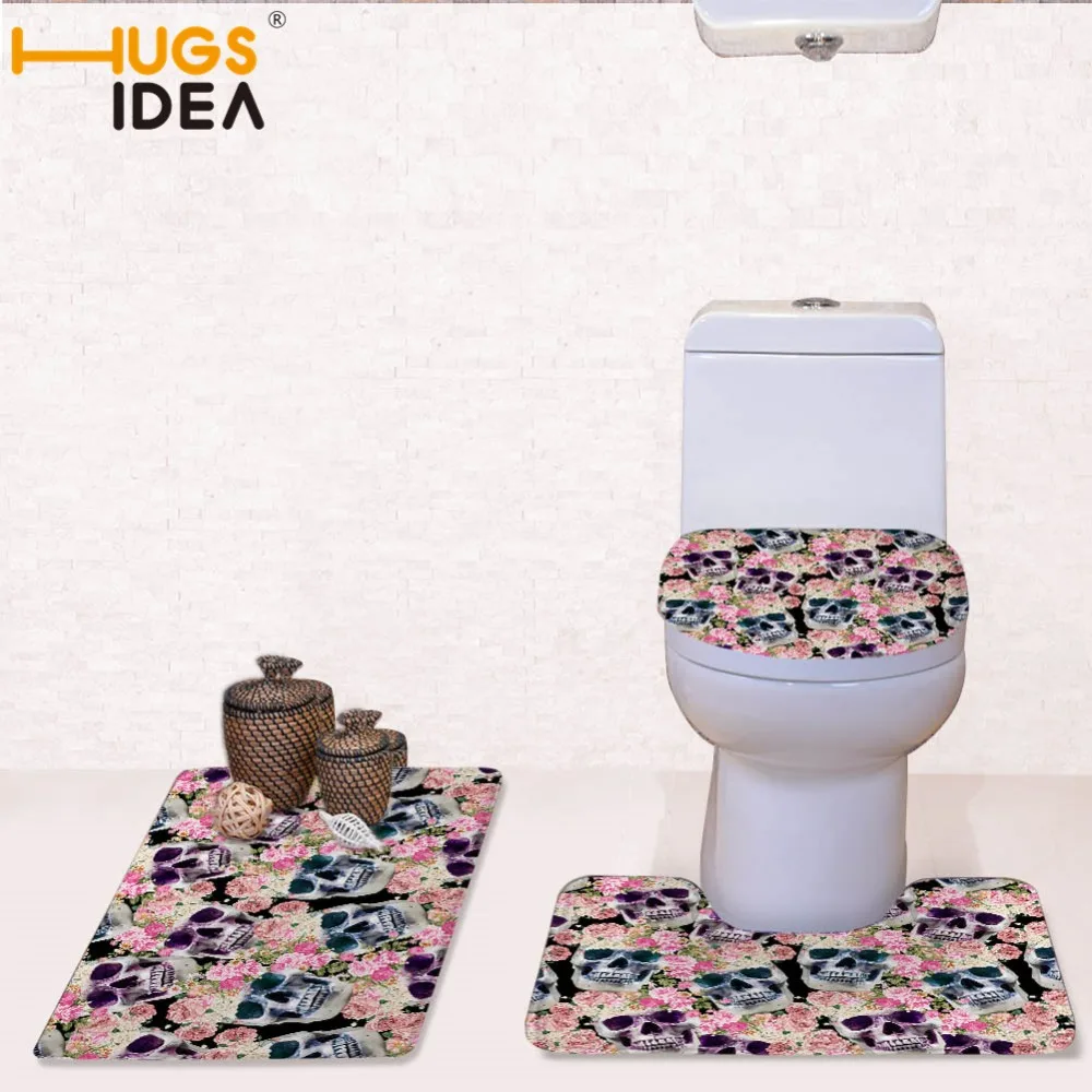 

HUGSIDEA 3 шт./компл. чехол для унитаза в виде черепа, коврик, рождественские украшения для унитаза, новый дизайн, мультяшный чехол для унитаза