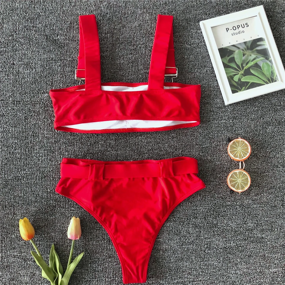 Women Swimsuit New Arrival Strap Bandeau Sexy Bikini Set Women Swimwear High Waist Bikini Women Bathing Suit