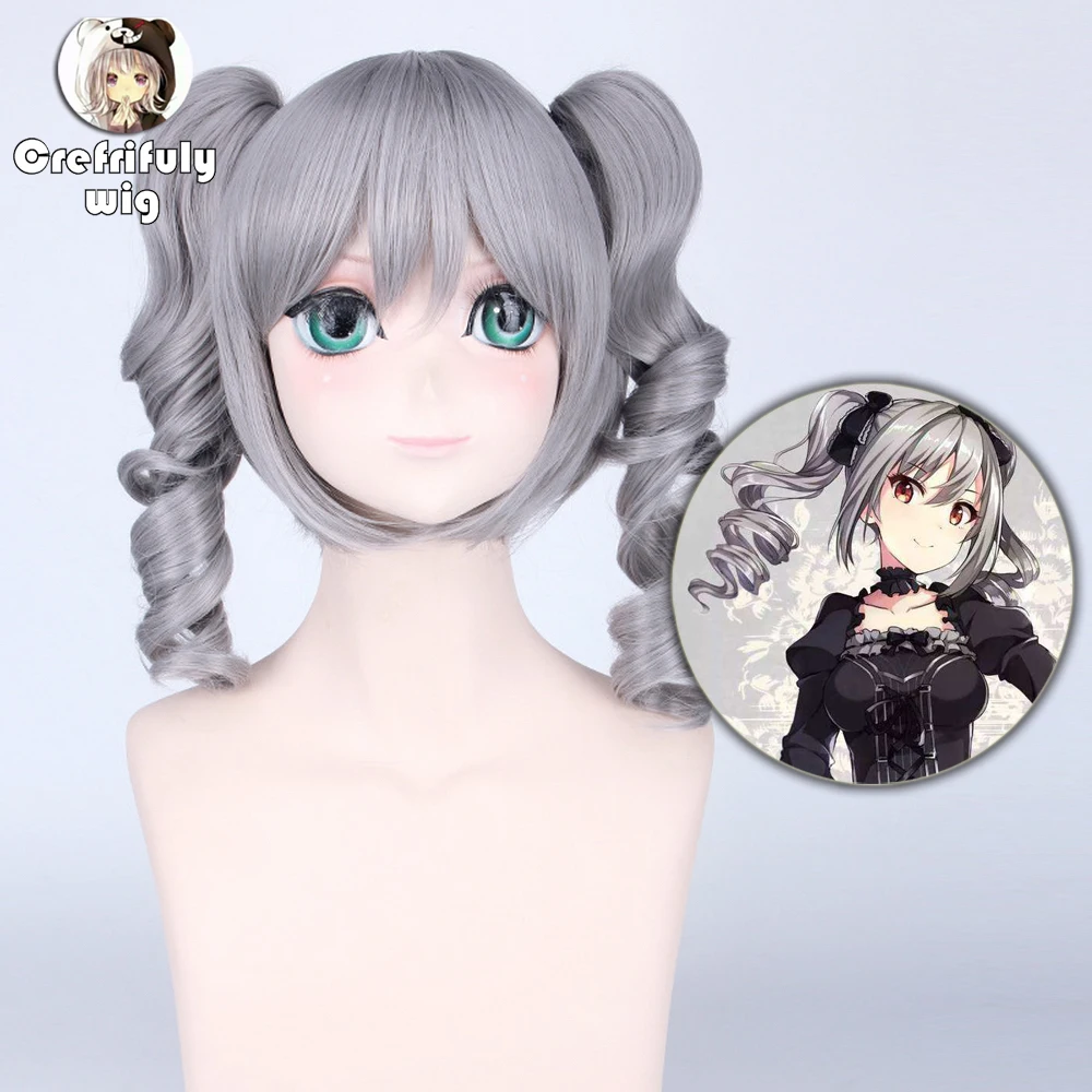Парик для косплея девушек IDOLM STER Kanzaki Ranko Cinderella средней длины серый парик костюма