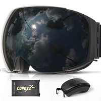 copozz brand magnetic snowboard ski goggles with case 100 anti fog uv400 double lens protection men and women snow ski glasses