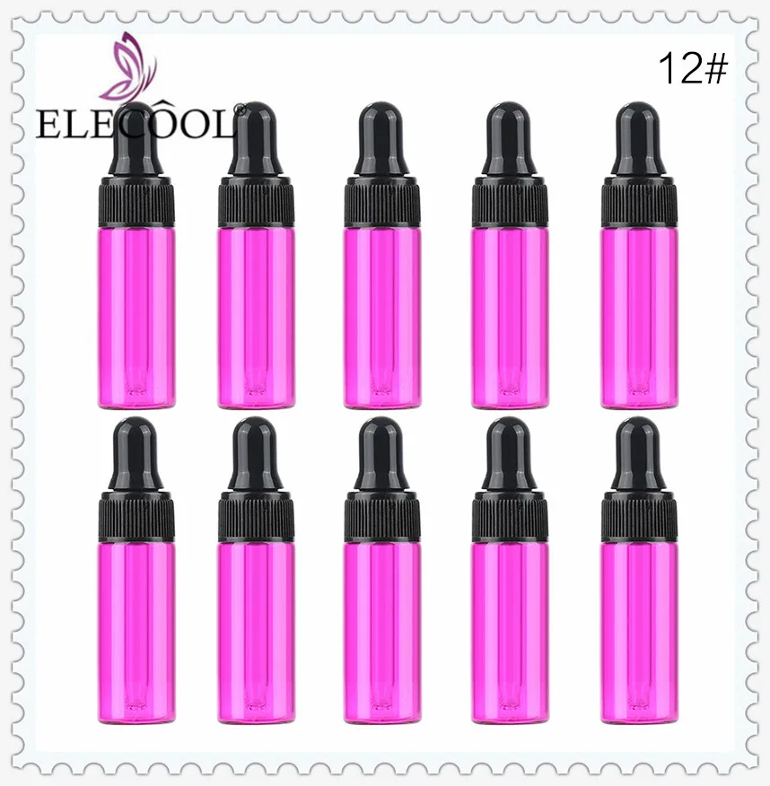 3ML-ROSE RED Elecool 10 шт. 3/2/1 мл Стекло парфюмерный флакон-капельница бутылки многоразового esstenial Масло жидкое мини пустая бутылка для хранения косметический контейнер - Цвет: 3ML-ROSE RED
