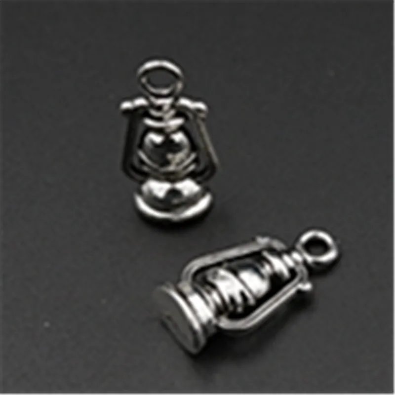 

10pcs Antique silver color retro kerosene lamp charm alloy pendants for earrings bracelets DIY fashion jewelry makings A590