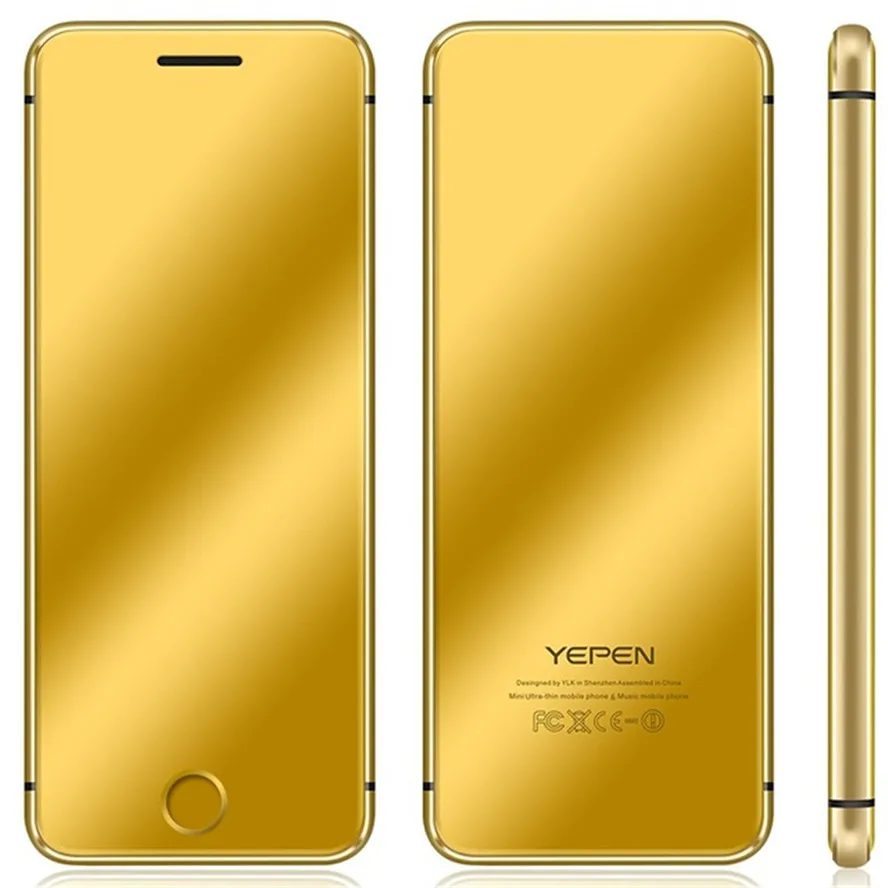 Золотой YEPEN N2 Роскошный ультра тонкий металлический корпус, две sim-карты, сотовый телефон с MP3, Bluetooth, циферблат, 1,67 дюймов, мобильный телефон Ulcool V66 - Цвет: Золотой