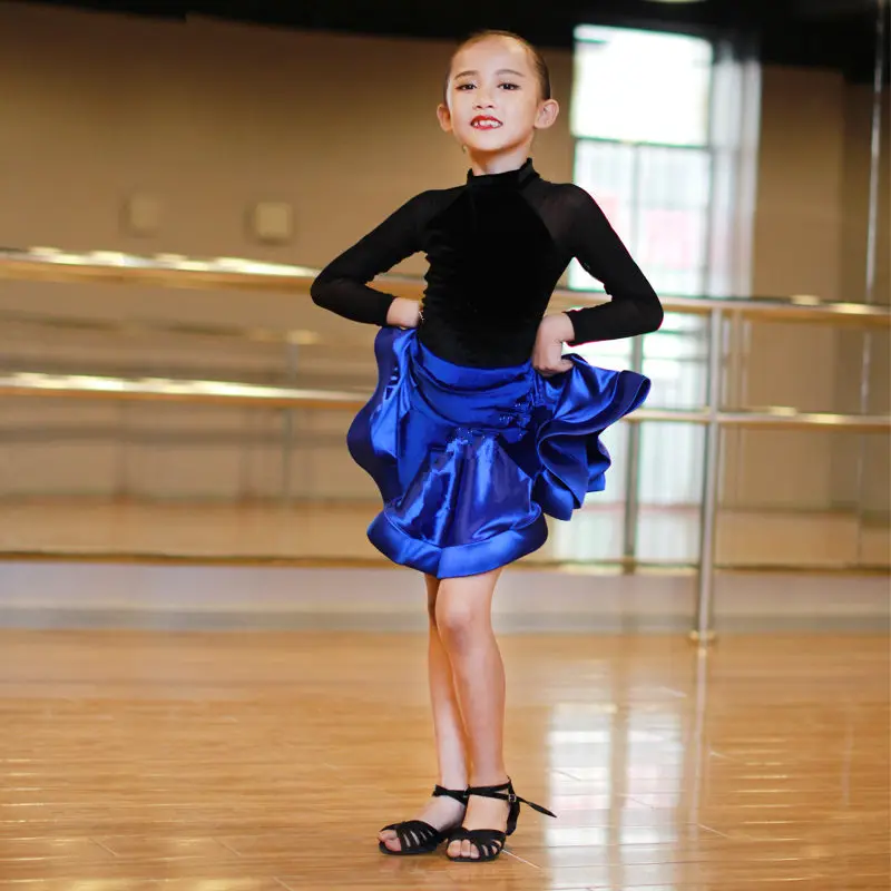 

Kid Girls Latin Dance Dress Costumes Child Long Sleeve Ballroom Dance Costume Latin Dance Dress For Girls