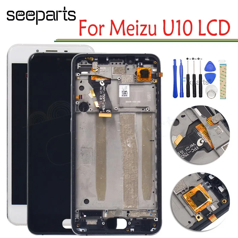 Meizu U10 ЖК-дисплей кодирующий преобразователь сенсорного экрана в сборе с рамкой для 5," Meizu U 10 дисплей запасные части+ Инструменты