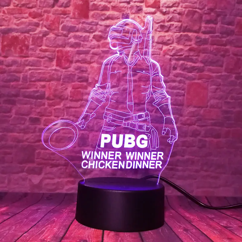 Фигурка PUBG 3D иллюзия светодиодная Ночная лампа 7 цветов меняющая свет настольная