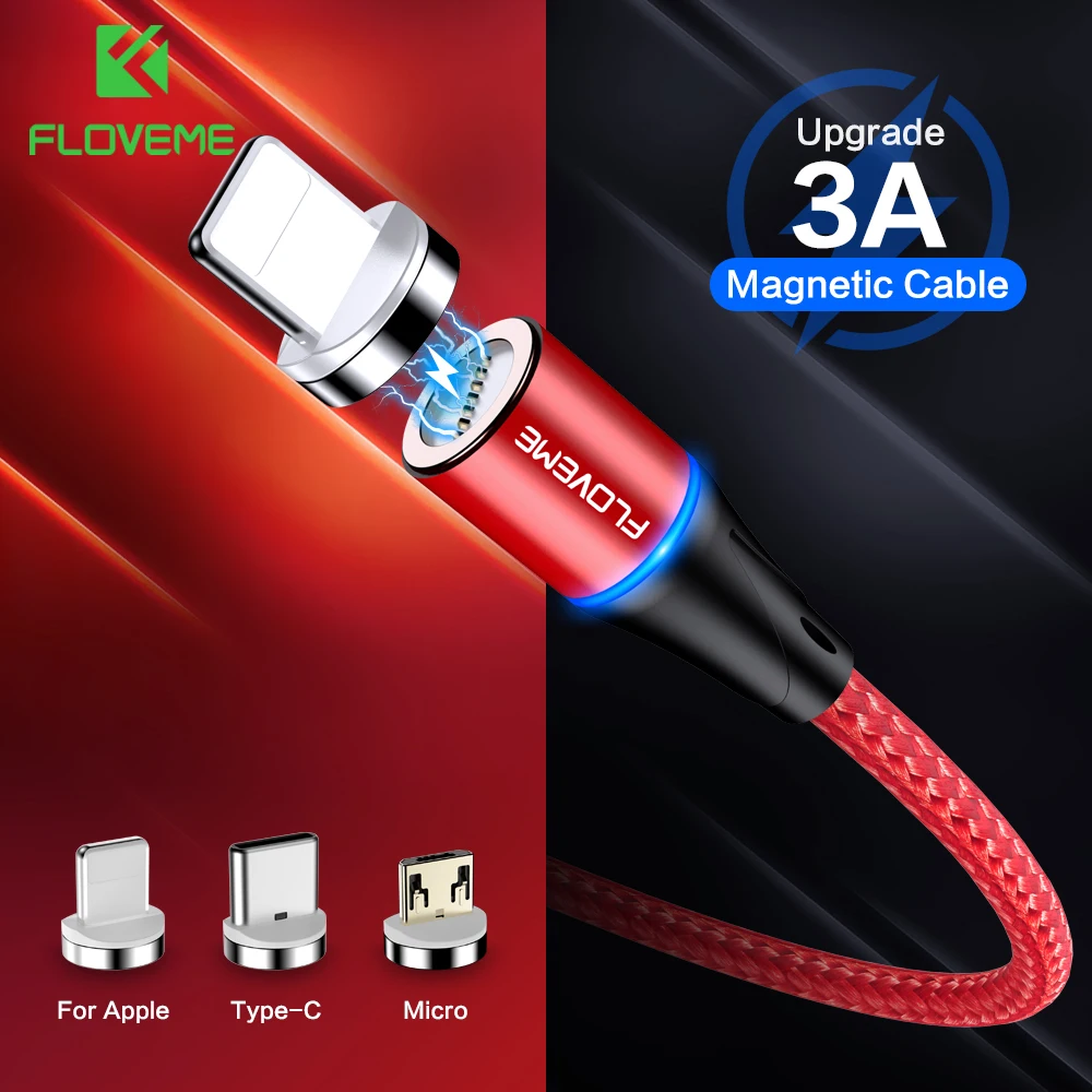 Магнитный кабель Micro USB FLOVEME 3A для iPhone XR 7 зарядный шнур Type c адаптер быстрой зарядки